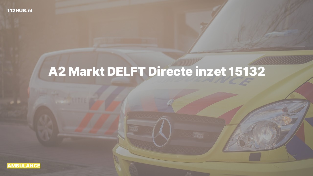 Deelafbeelding voor Ambulance met gepaste spoed naar de Markt in Delft.