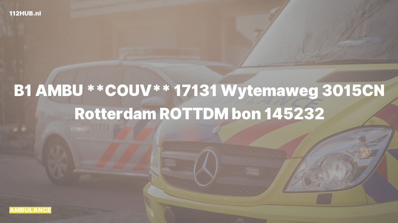 Deelafbeelding voor De ambulance is met gepaste spoed uitgerukt naar de Wytemaweg in Rotterdam