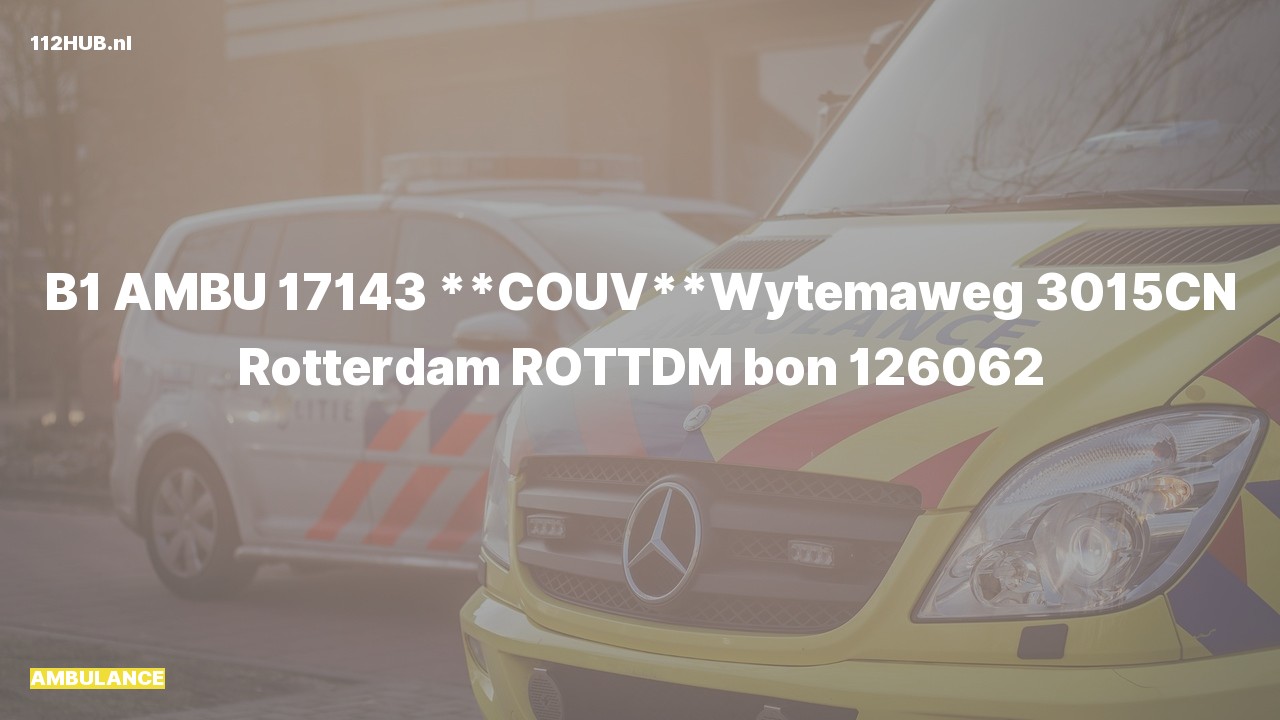 Deelafbeelding voor Ambulance met gepaste spoed naar de Wytemaweg in Rotterdam.