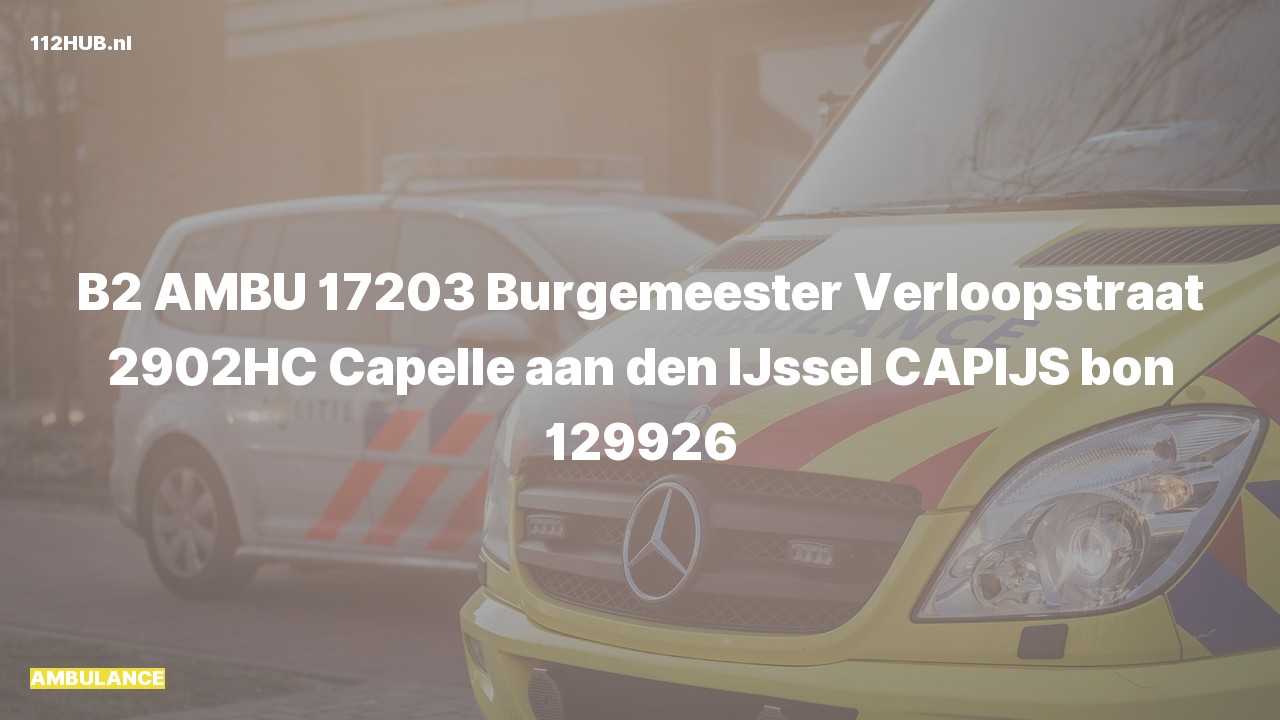 Deelafbeelding voor Ambulance naar de Burgemeester Verloopstraat in Capelle aan den IJssel.