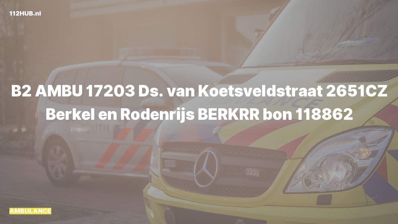 Deelafbeelding voor Ambulance naar de Ds. van Koetsveldstraat in Berkel en Rodenrijs.