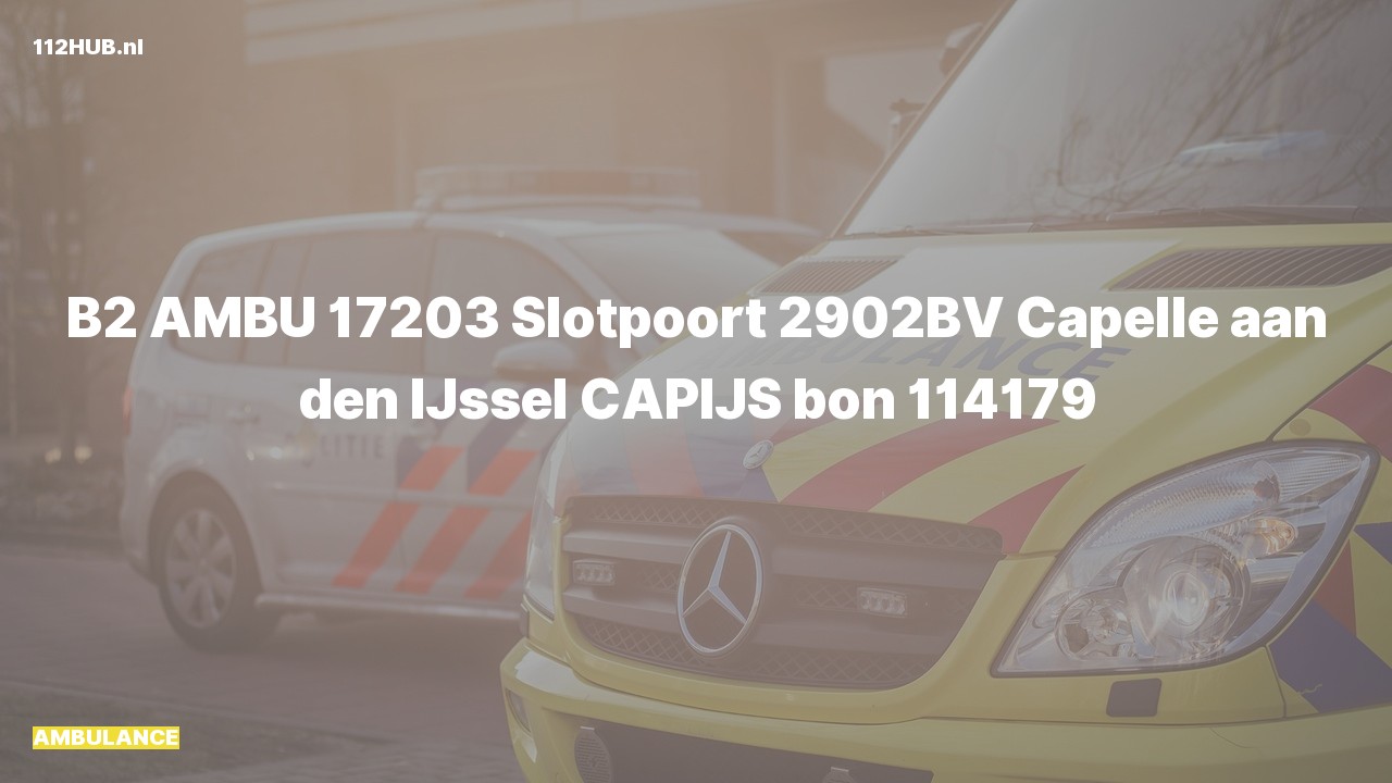 Deelafbeelding voor Ambulance naar de Slotpoort in Capelle aan den IJssel.