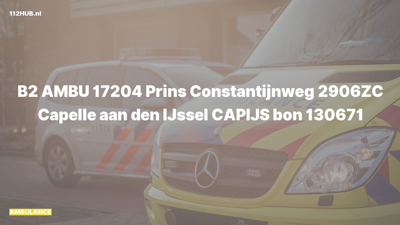 Deelafbeelding voor Ambulance naar de Prins Constantijnweg in Capelle aan den IJssel.