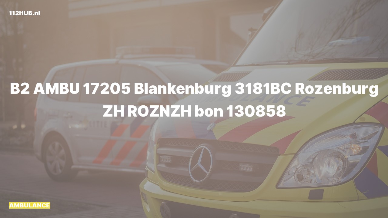 Deelafbeelding voor Ambulance naar de Blankenburg in Rozenburg.