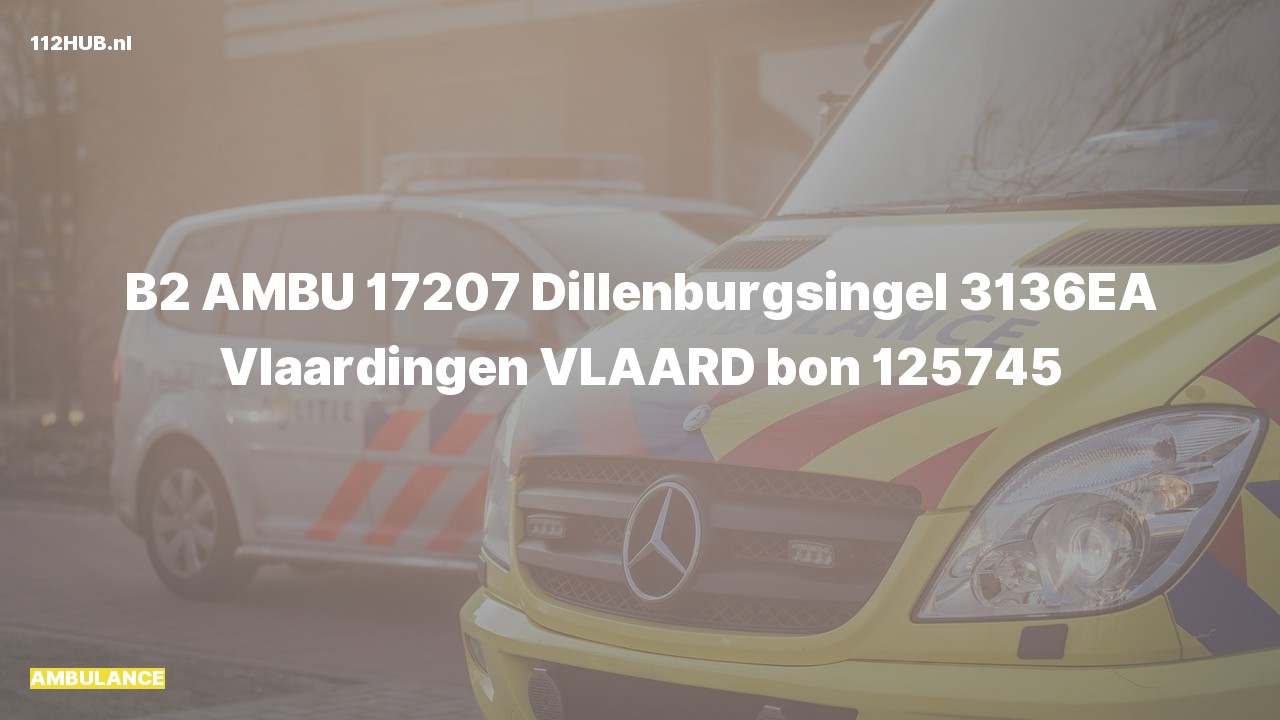 Deelafbeelding voor Ambulance naar de Dillenburgsingel in Vlaardingen.