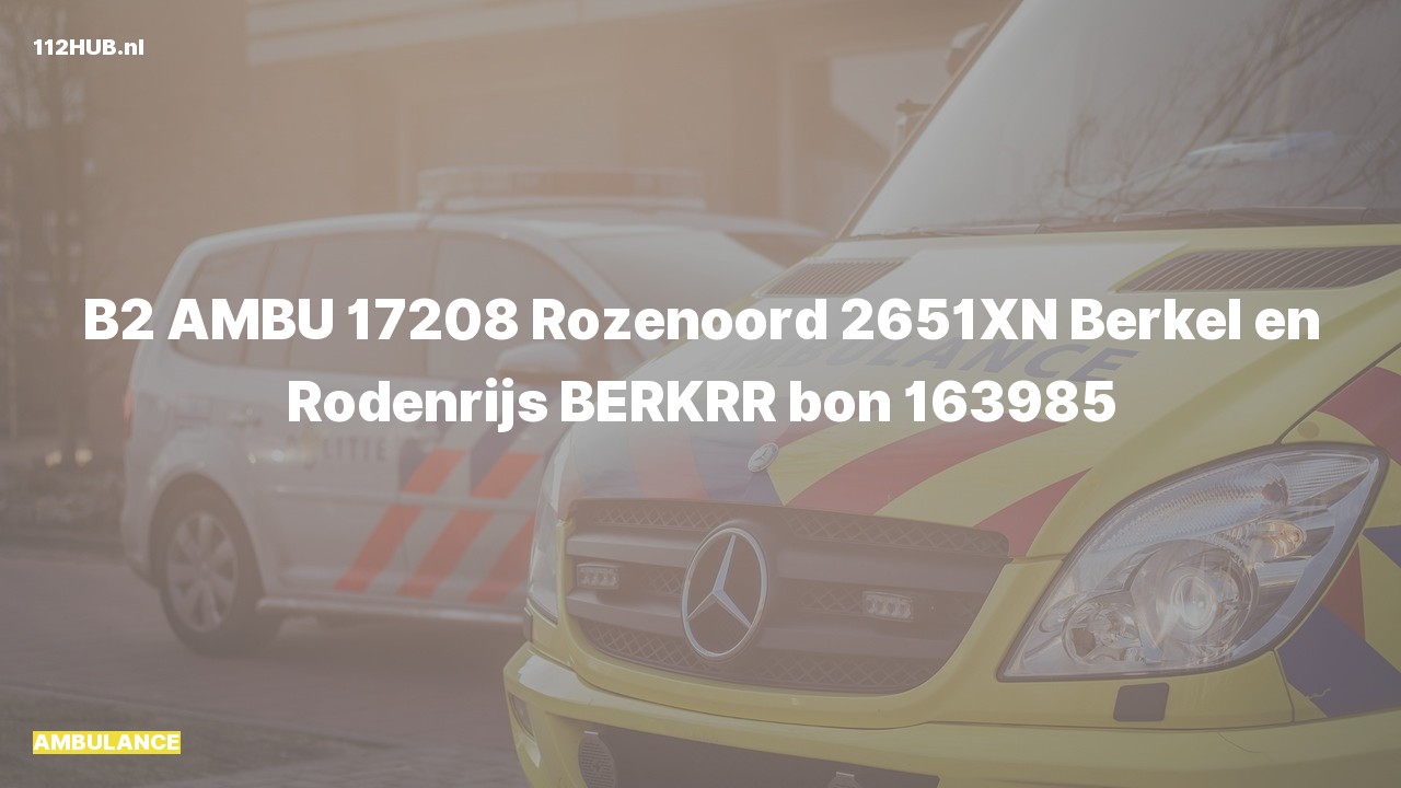 Deelafbeelding voor De ambulance is uitgerukt naar de Rozenoord in Berkel en Rodenrijs