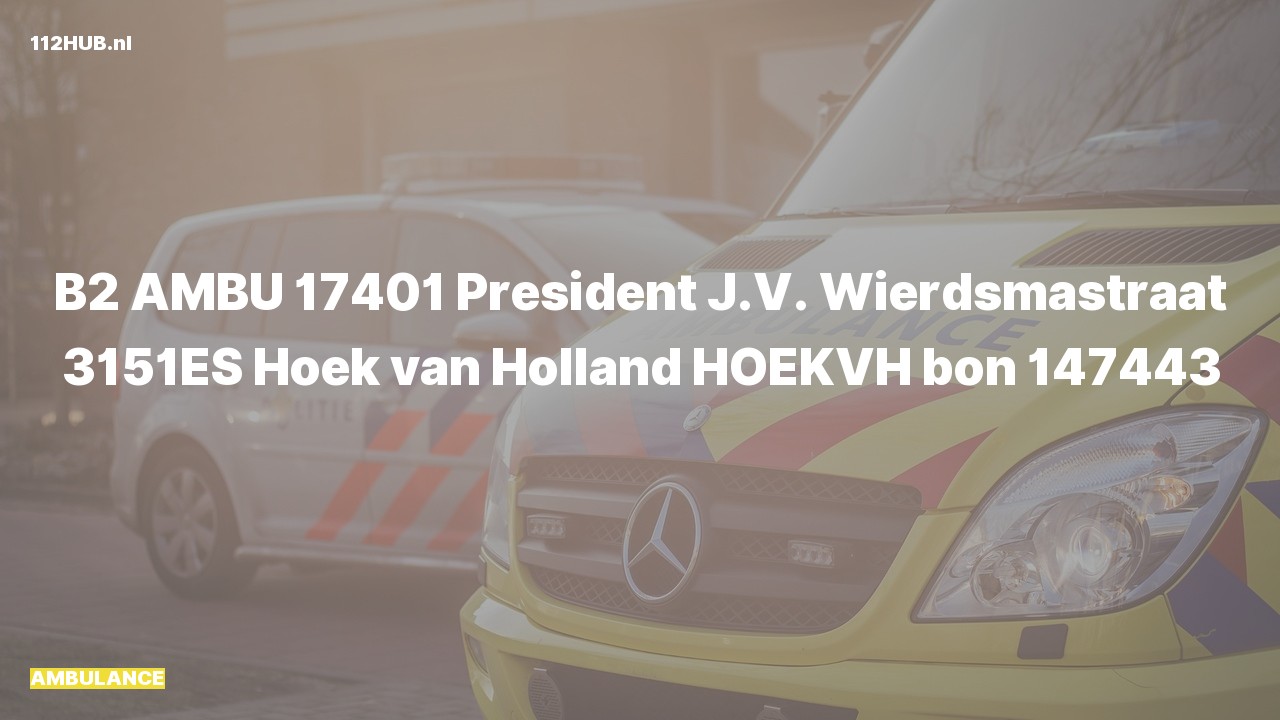 Deelafbeelding voor De ambulance is uitgerukt naar de President J.V. Wierdsmastraat in Hoek van Holland