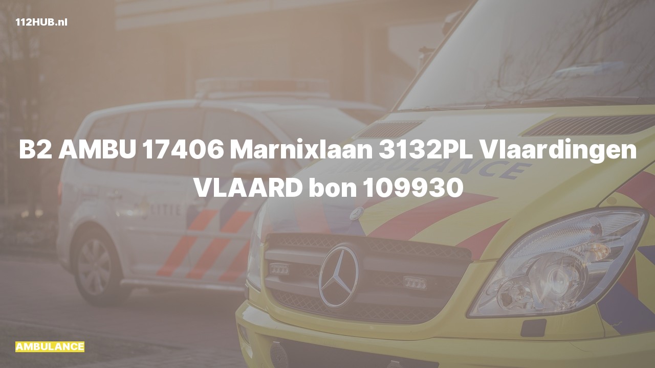 Deelafbeelding voor Ambulance naar de Marnixlaan in Vlaardingen.