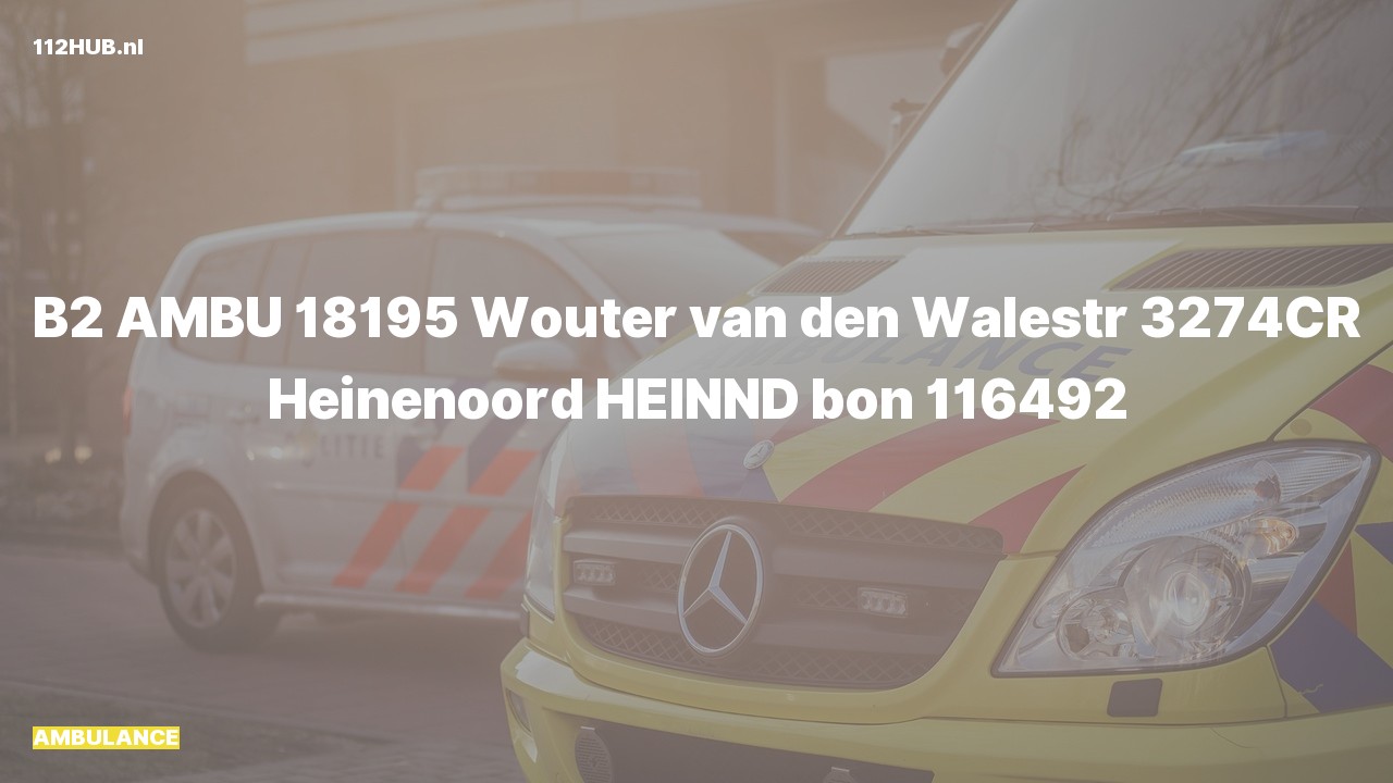 Deelafbeelding voor Ambulance naar de Wouter van den Walestr in Heinenoord.