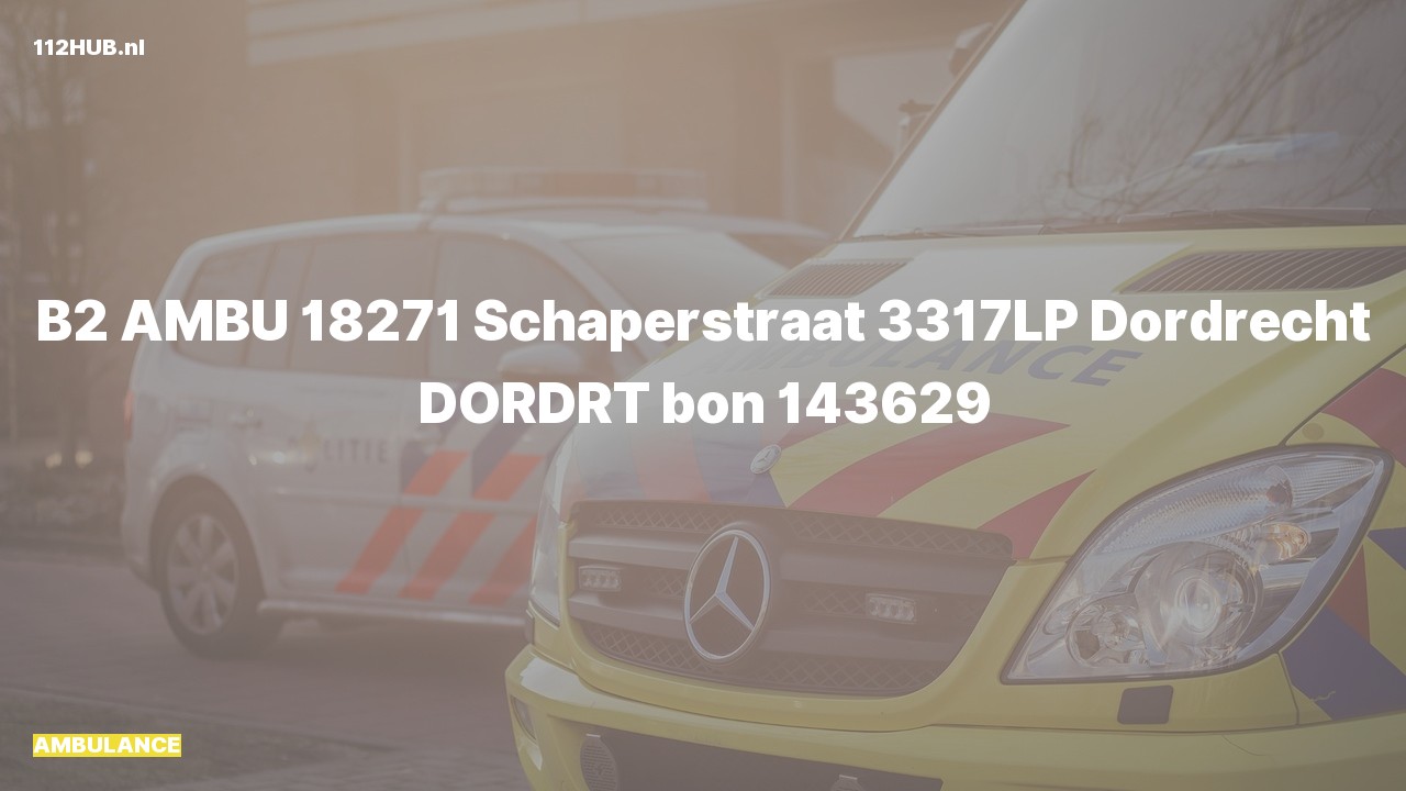 Deelafbeelding voor De ambulance is uitgerukt naar de Schaperstraat in Dordrecht