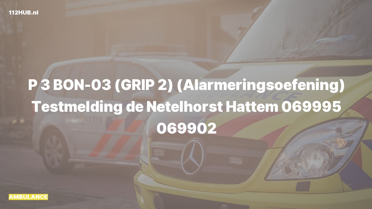 Deelafbeelding voor P2000-melding oefening.