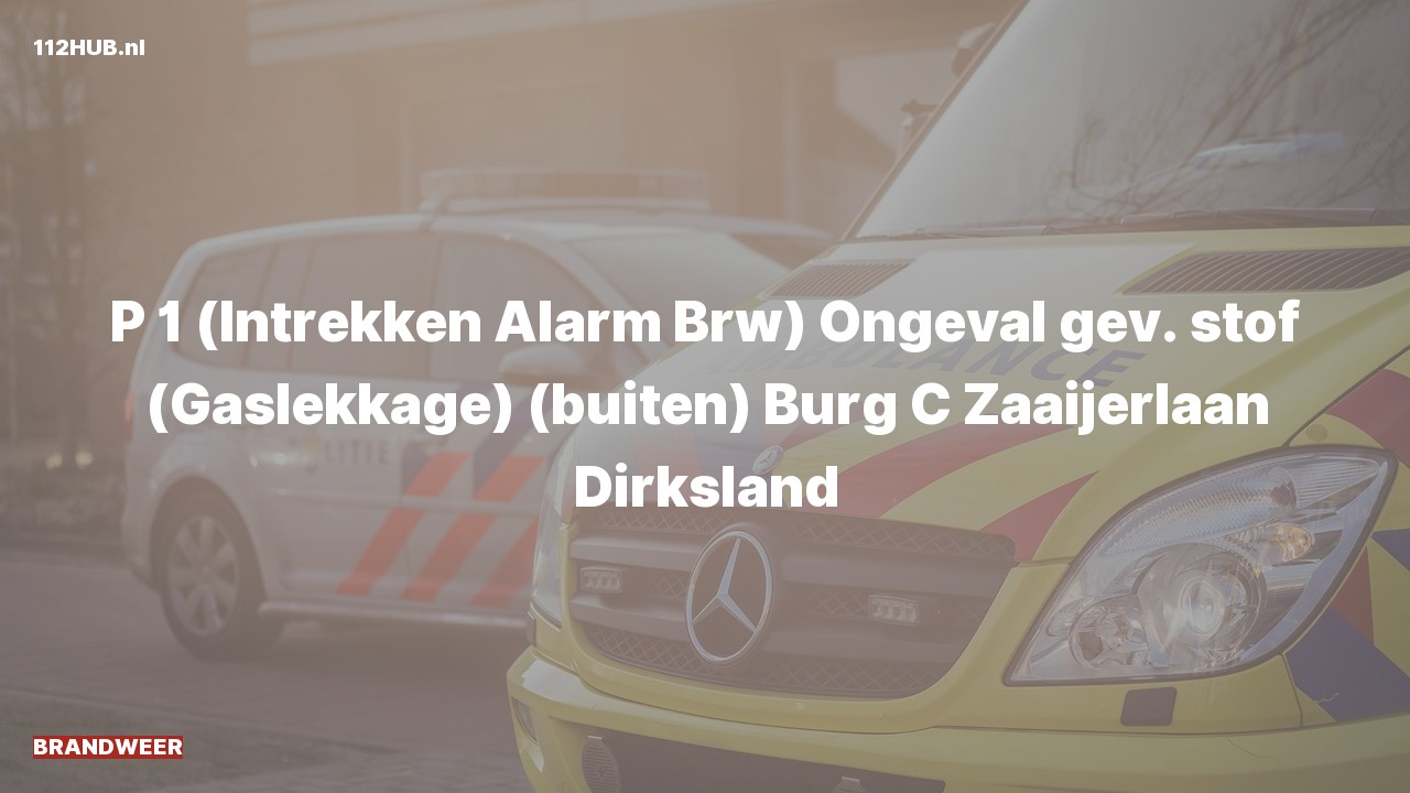 Deelafbeelding voor Brandweer trekt spoed-alarm in. Was: Ongeval gev. stof (Gaslekkage) (buiten) Burg C Zaaijerlaan Dirksland.