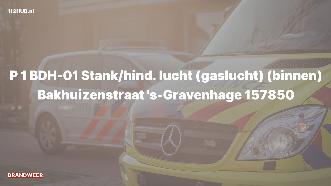 Deelafbeelding voor Brandweer met spoed voor gaslucht binnen naar de Bakhuizenstraat in 's-Gravenhage.