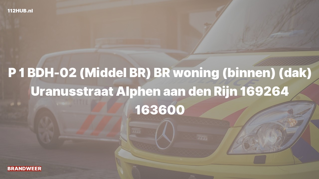 Deelafbeelding voor Brandweer met spoed voor brand in woning naar de Uranusstraat in Alphen aan den Rijn.