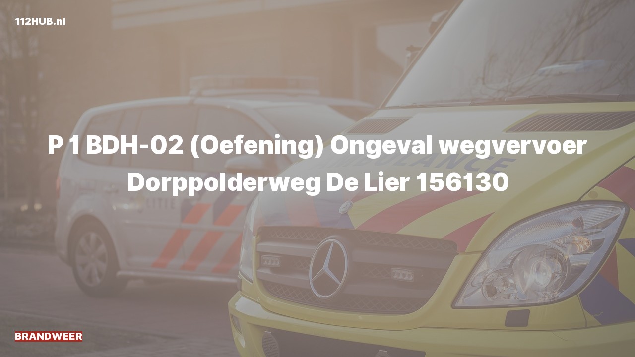 Deelafbeelding voor Brandweer met spoed (oefening) voor verkeersongeval.