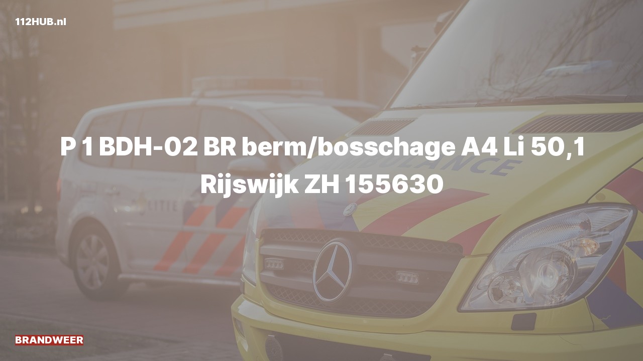 Deelafbeelding voor Brandweer met spoed op de A4 bij hectometerpaaltje 50.1.