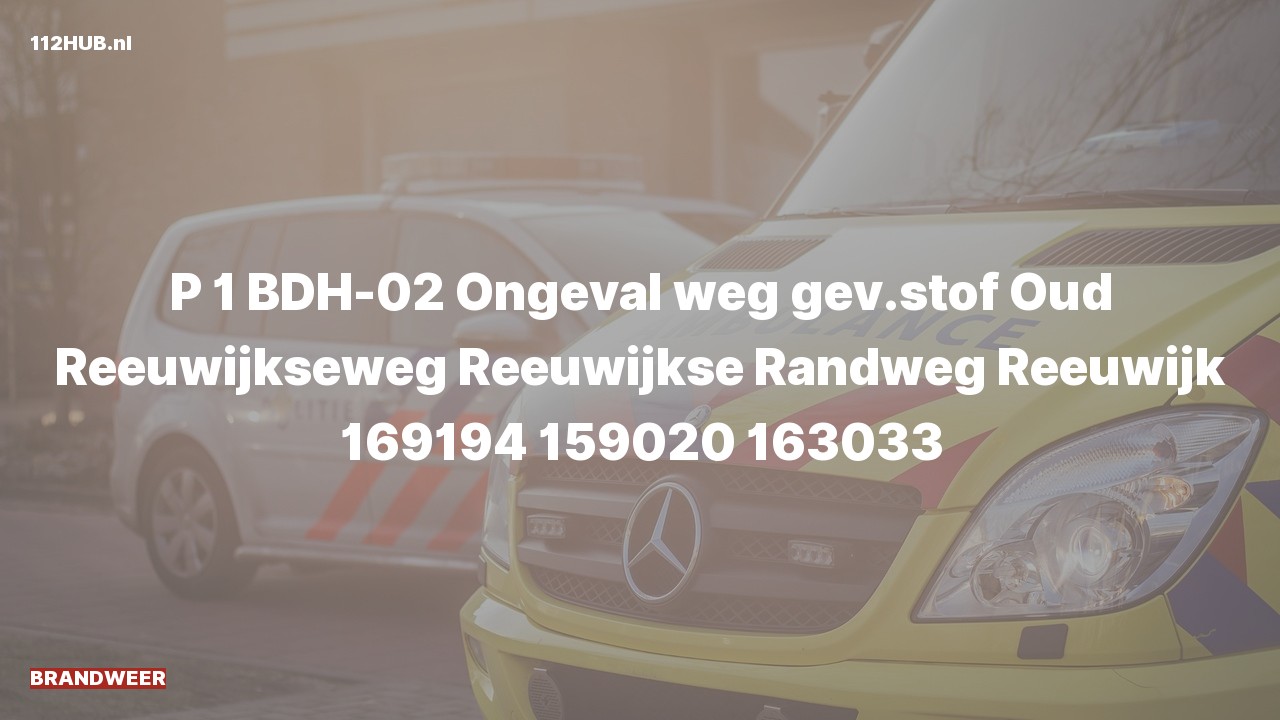 Deelafbeelding voor Brandweer met spoed voor verkeersongeval naar de Reeuwijkse Randweg in Reeuwijk.