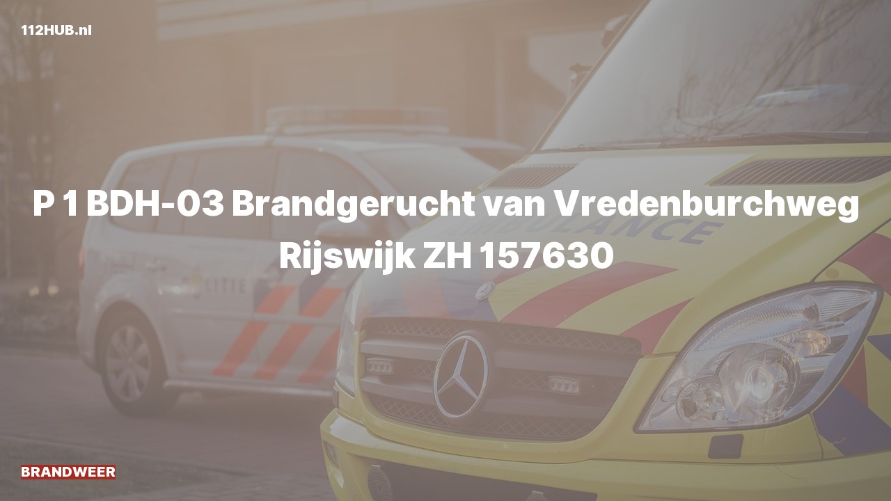 Deelafbeelding voor Brandweer met spoed voor brandgerucht naar de van Vredenburchweg in Rijswijk.
