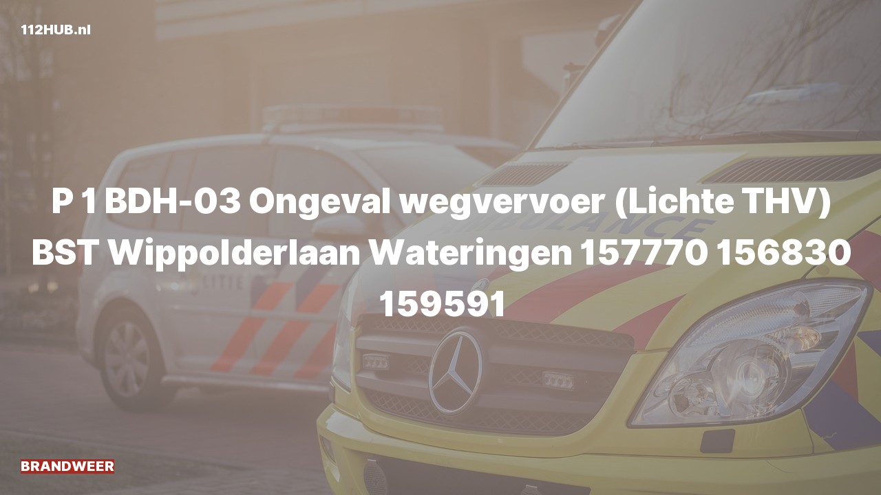 Deelafbeelding voor Brandweer met spoed voor verkeersongeval naar de Wippolderlaan in Wateringen.