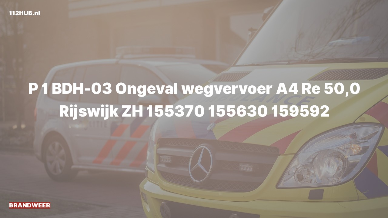 Deelafbeelding voor Brandweer met spoed voor verkeersongeval op de A4 bij hectometerpaaltje 50.
