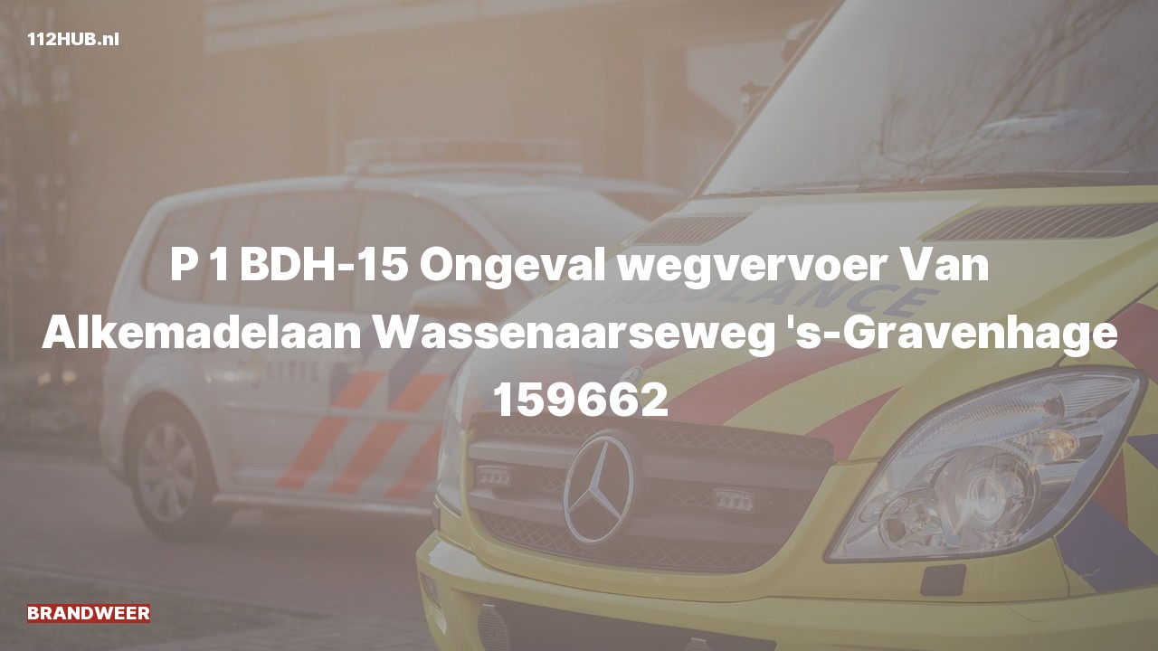 Deelafbeelding voor Brandweer met spoed voor verkeersongeval naar de Van Alkemadelaan in 's-Gravenhage.