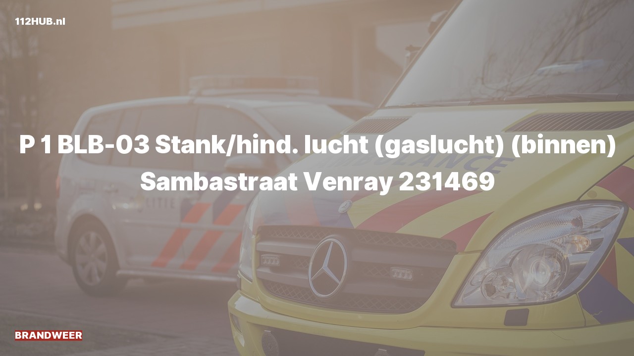 Deelafbeelding voor Brandweer met spoed voor gaslucht binnen naar de Sambastraat in Venray.