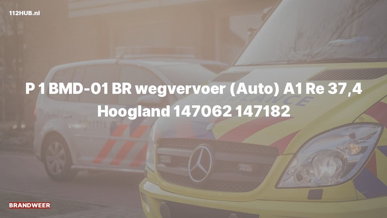 Deelafbeelding voor Brandweer met spoed op de A1 bij hectometerpaaltje 37.4.