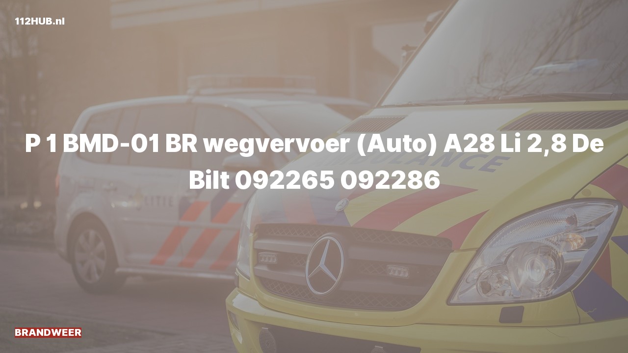 Deelafbeelding voor Brandweer met spoed op de A28 bij hectometerpaaltje 2.8.