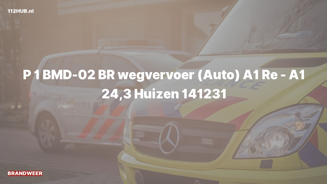 Deelafbeelding voor Brandweer met spoed op de A1 bij hectometerpaaltje 24.3.