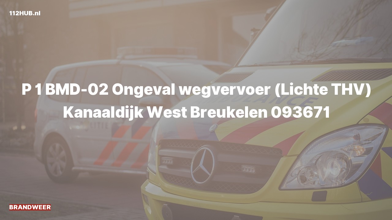 Deelafbeelding voor De brandweer is met spoed uitgerukt voor een verkeersongeval naar de Kanaaldijk West in Breukelen