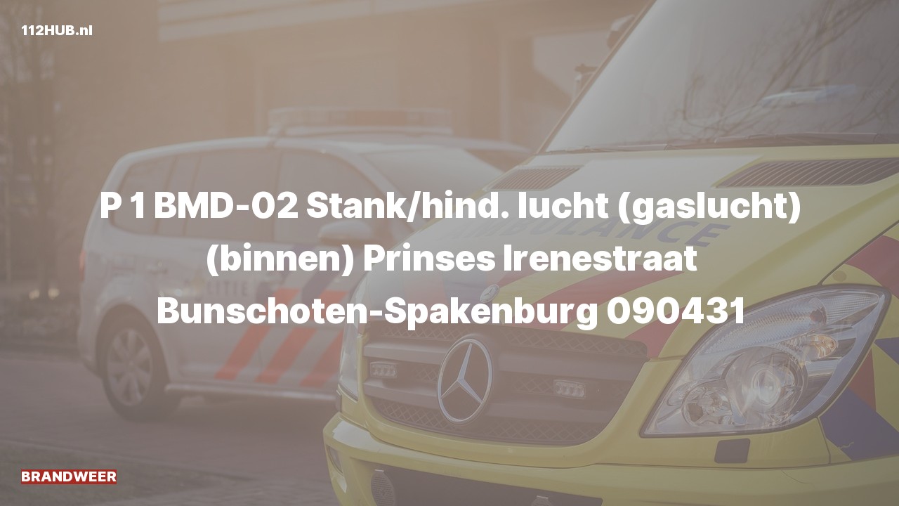 Deelafbeelding voor De brandweer is met spoed uitgerukt voor gaslucht binnen naar de Prinses Irenestraat in Bunschoten-Spakenburg