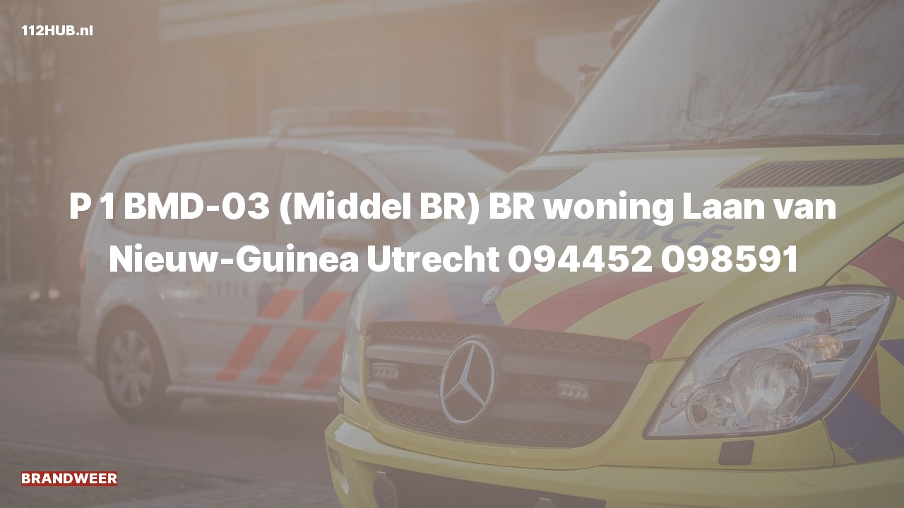 Deelafbeelding voor Brandweer met spoed voor brand in woning naar de Laan van Nieuw-Guinea in Utrecht.