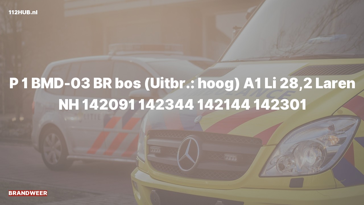 Deelafbeelding voor Brandweer met spoed op de A1 bij hectometerpaaltje 28.2.