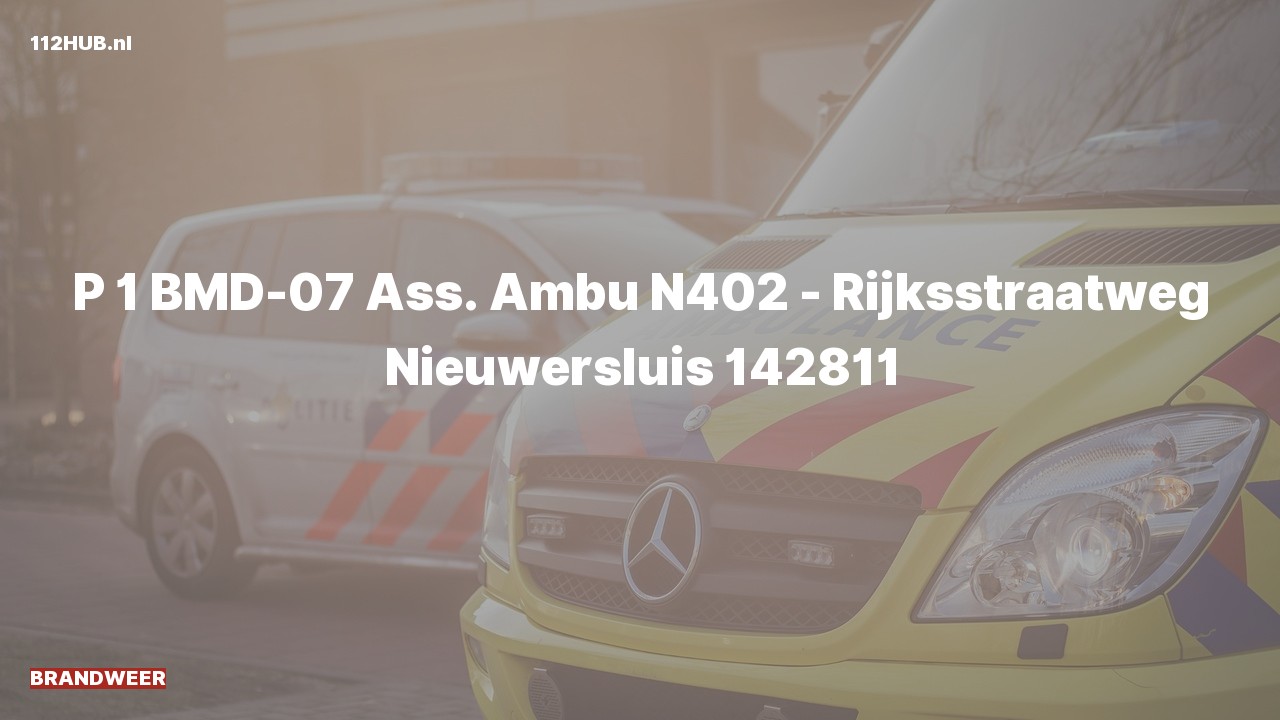 Deelafbeelding voor Brandweer met spoed voor ambulance-assistentie naar de Rijksstraatweg in Nieuwersluis.