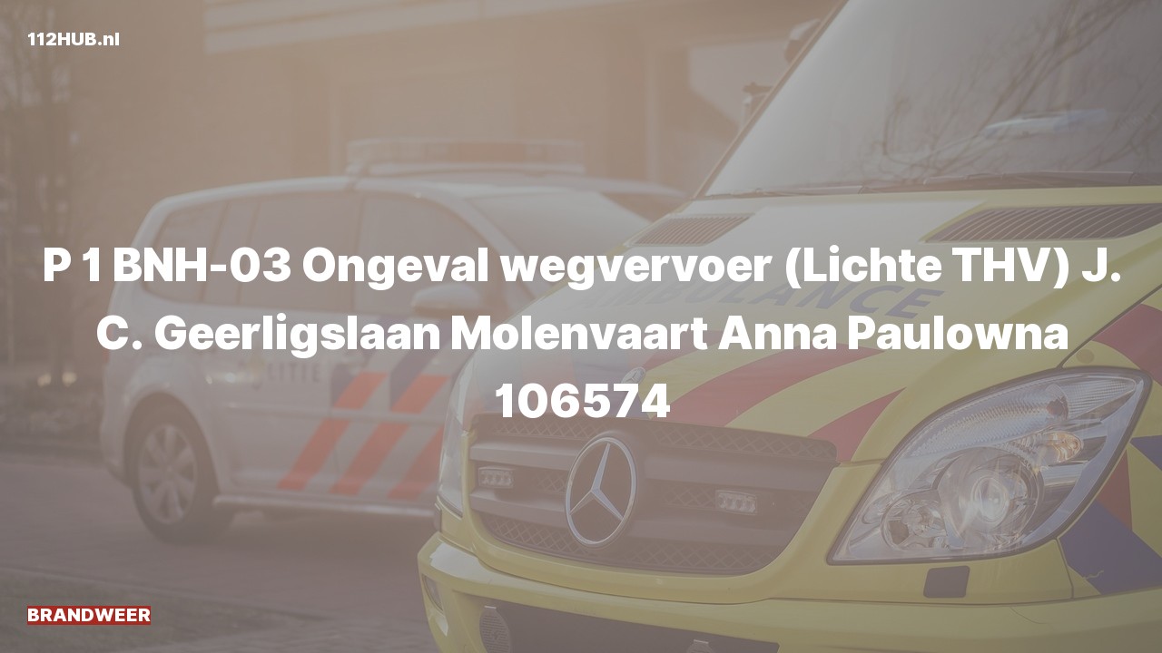 Deelafbeelding voor Brandweer met spoed voor verkeersongeval naar de Molenvaart in Anna Paulowna.