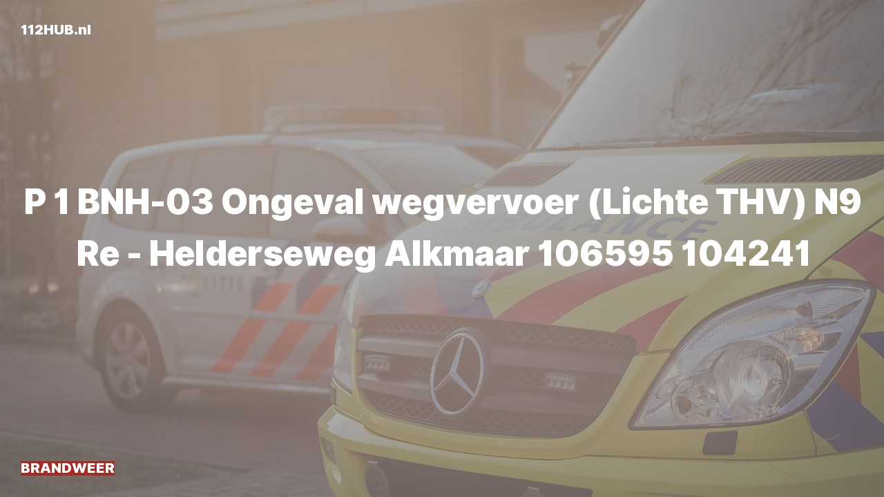 Deelafbeelding voor Brandweer met spoed voor verkeersongeval naar de Helderseweg in Alkmaar.