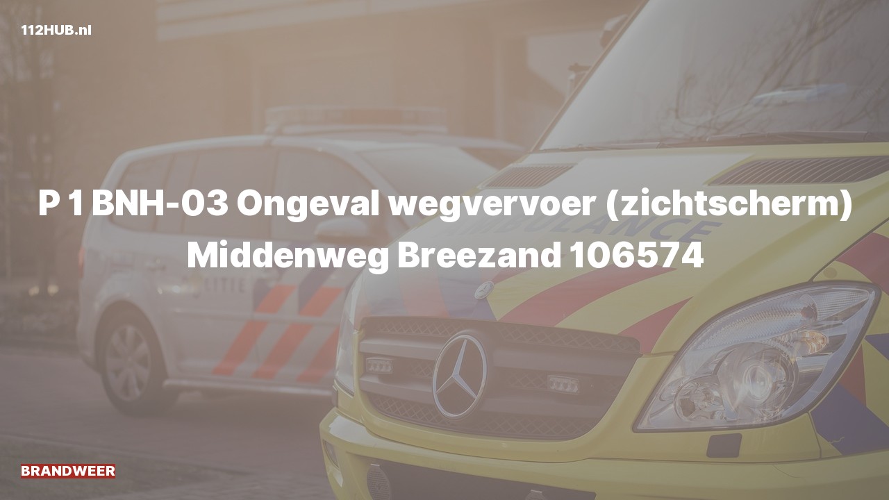 Deelafbeelding voor De brandweer is met spoed uitgerukt voor een verkeersongeval naar de Middenweg in Breezand