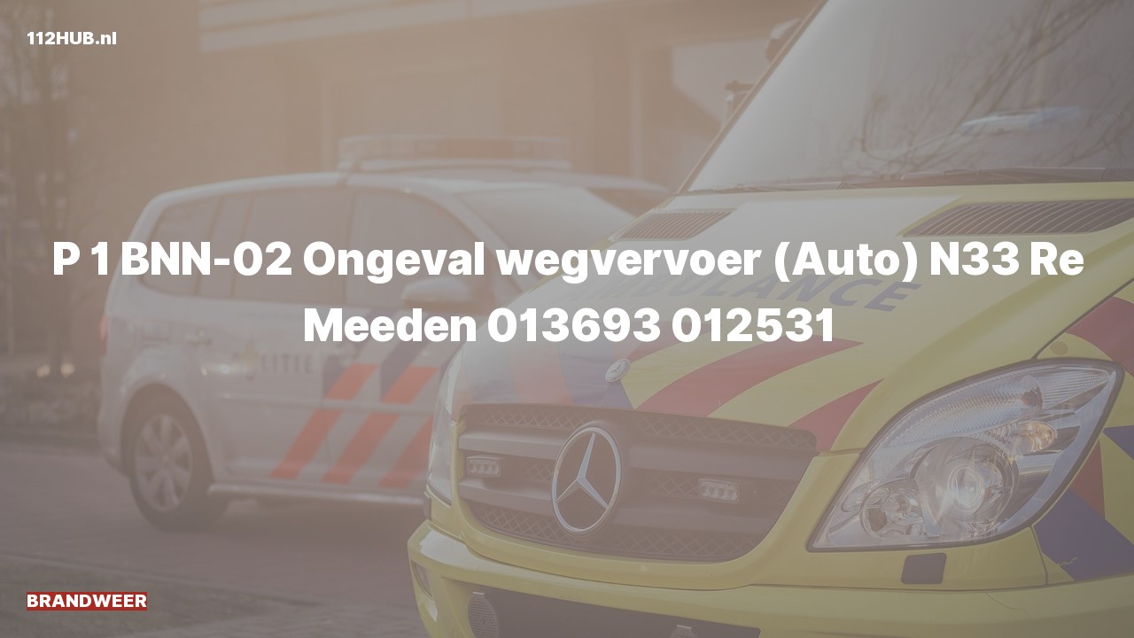 Deelafbeelding voor Brandweer met spoed voor verkeersongeval.