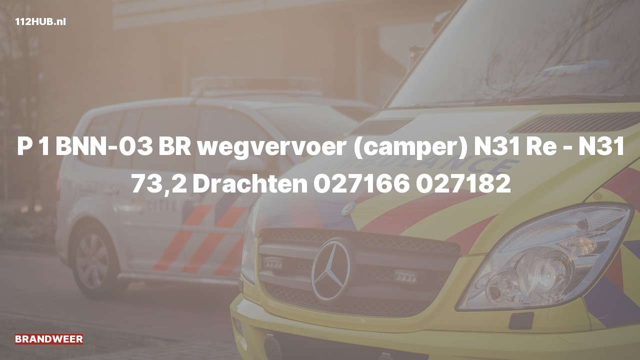 Deelafbeelding voor Brandweer met spoed naar de N31 in Drachten.