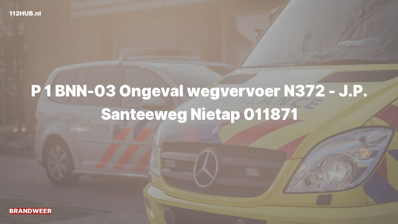 Deelafbeelding voor Brandweer met spoed voor verkeersongeval naar de J.P. Santeeweg in Nietap.