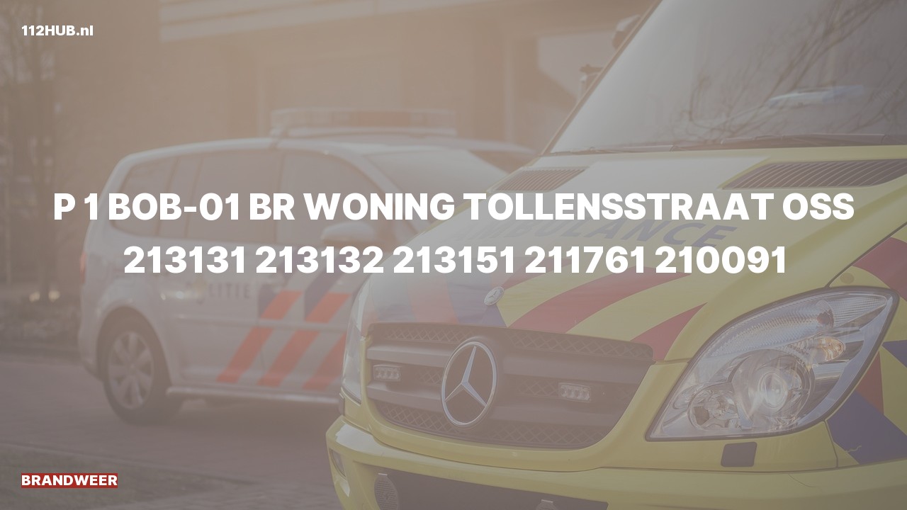 Deelafbeelding voor Brandweer met spoed voor brand in woning naar de Tollensstraat in Oss.