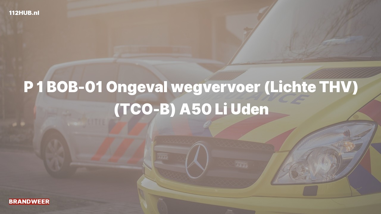 Deelafbeelding voor Brandweer met spoed voor verkeersongeval.