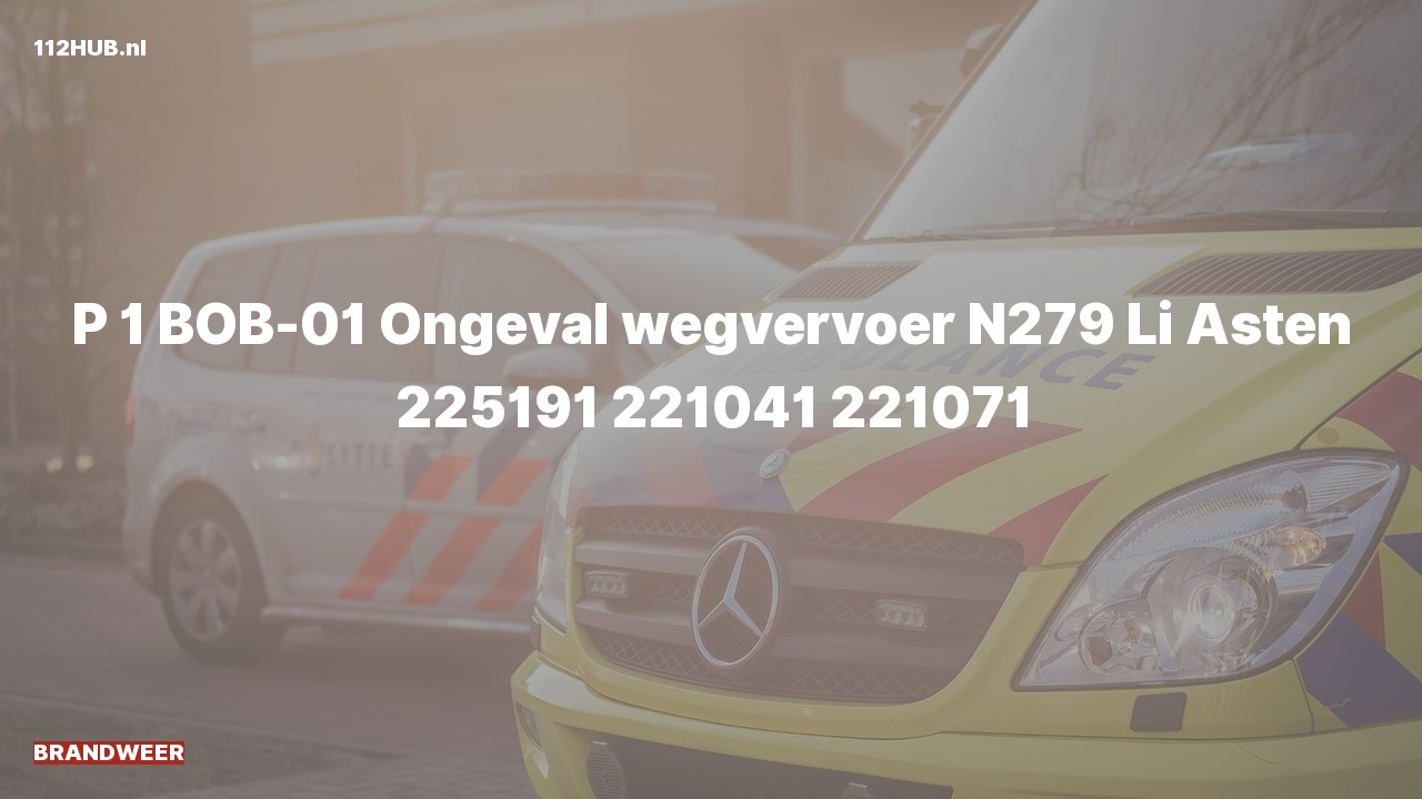 Deelafbeelding voor Brandweer met spoed voor verkeersongeval.