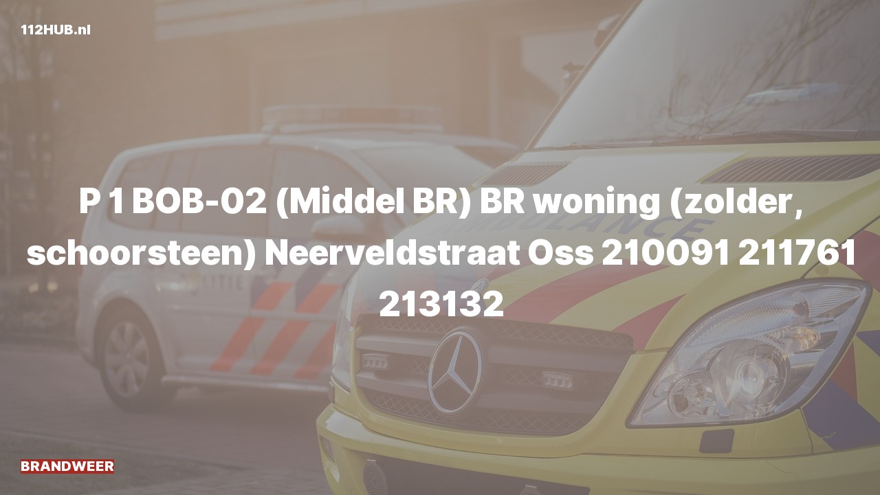 Deelafbeelding voor Brandweer met spoed voor schoorsteenbrand in woning naar de Neerveldstraat in Oss.