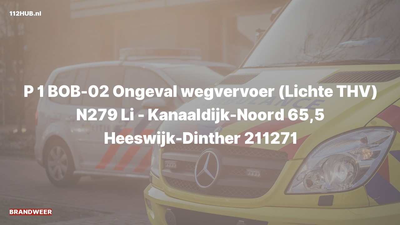 Deelafbeelding voor Brandweer met spoed voor verkeersongeval op de N279 bij hectometerpaaltje 65.5.