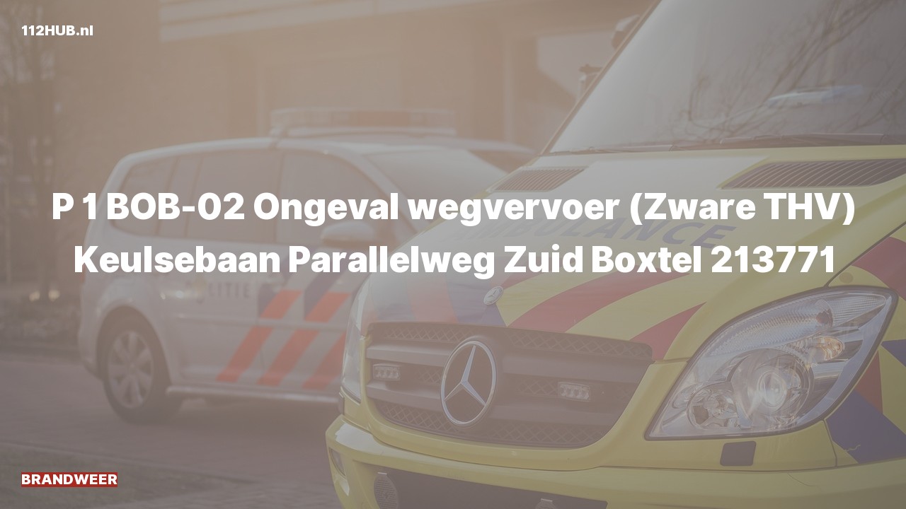 Deelafbeelding voor Brandweer met spoed voor verkeersongeval naar de Parallelweg Zuid in Boxtel.