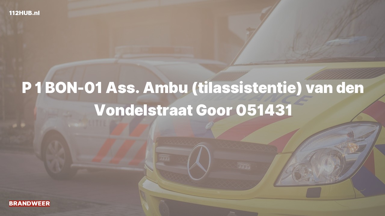 Deelafbeelding voor Brandweer met spoed voor ambulance-assistentie naar de van den Vondelstraat in Goor.