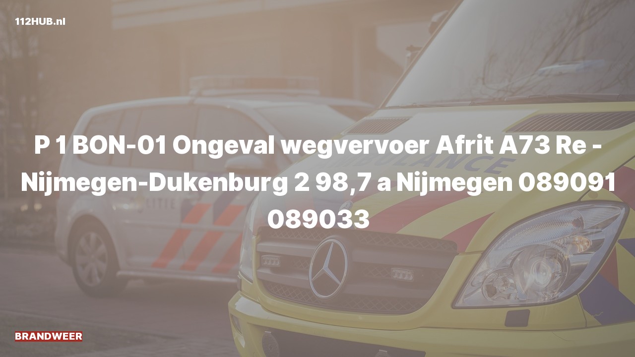 Deelafbeelding voor De brandweer is met spoed uitgerukt voor een verkeersongeval op de A73 bij hectometerpaaltje 98.7