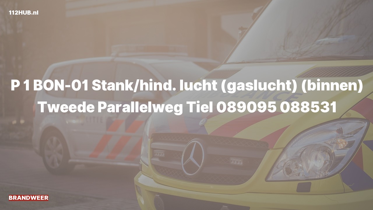 Deelafbeelding voor Brandweer met spoed voor gaslucht binnen naar de Tweede Parallelweg in Tiel.