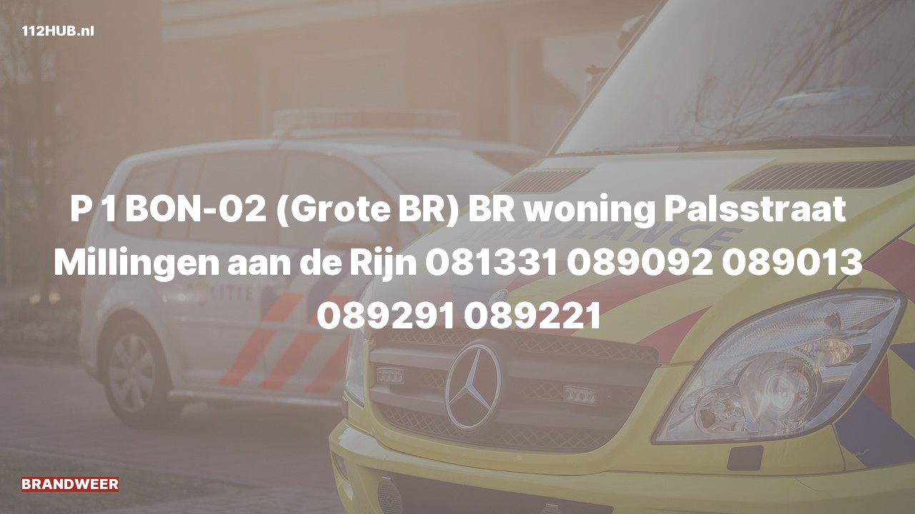 Deelafbeelding voor Brandweer met spoed voor brand in woning naar de Palsstraat in Millingen aan de Rijn.